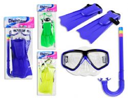 ENSEMBLE DE PLONGÉE (MASQUE, TUBA ET PALMES) 4-8 ANS ASST